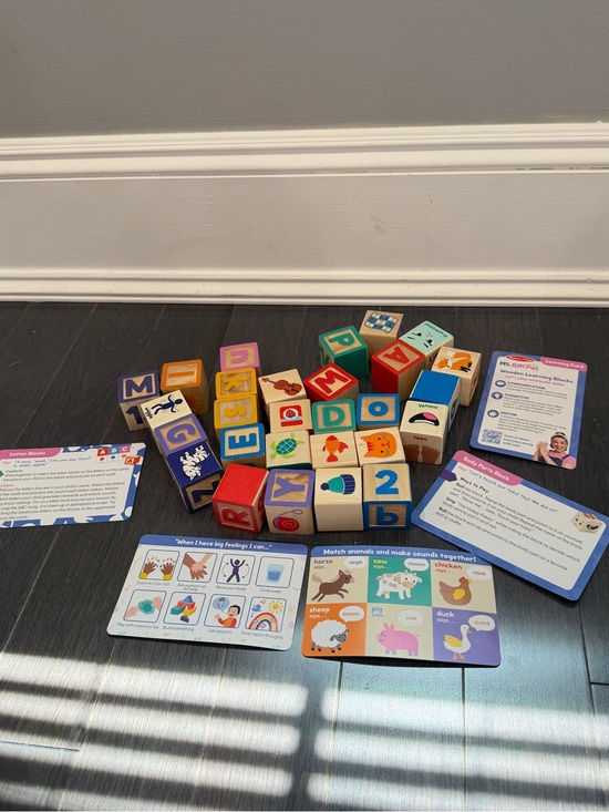 Ms. Rachel Other - Ms. Rachel Multicolor Wooden Alphabet & Number Block Learning Set Activity Cards